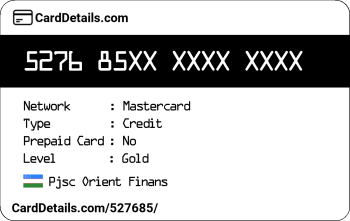 Card Details: 527685