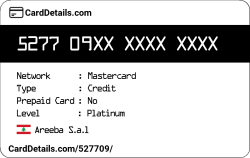 Card Details: 527709