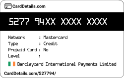 Card Details: 527794