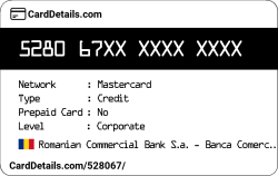 Card Details: 528067