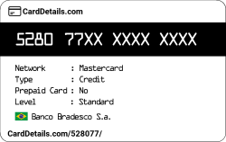 Card Details: 528077