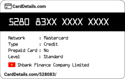 Card Details: 528083