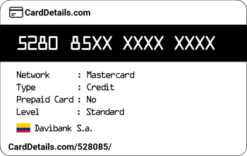 Card Details: 528085