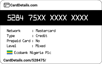 Card Details: 528475