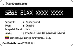 Card Details: 528521