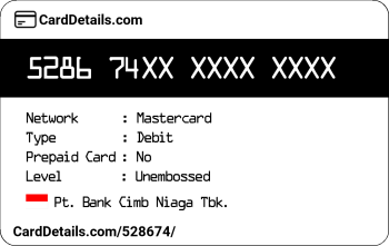 Card Details: 528674