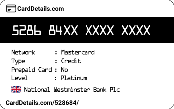 Card Details: 528684
