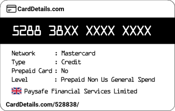 Card Details: 528838