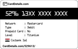 Card Details: 529613