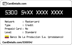 Card Details: 530054