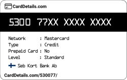 Card Details: 530077