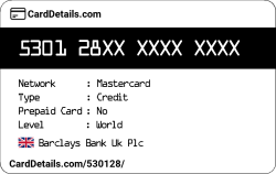 Card Details: 530128