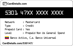 Card Details: 530147