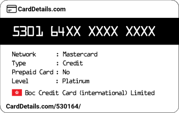 Card Details: 530164