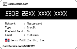 Card Details: 530222
