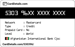 Card Details: 530396