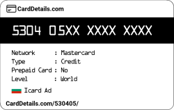 Card Details: 530405