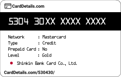 Card Details: 530430