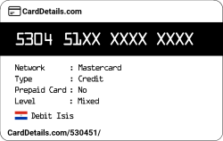 Card Details: 530451