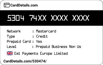 Card Details: 530474