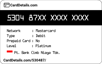 Card Details: 530487