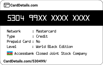 Card Details: 530499