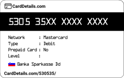 Card Details: 530535