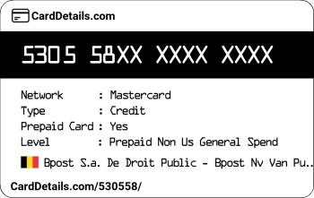 Card Details: 530558