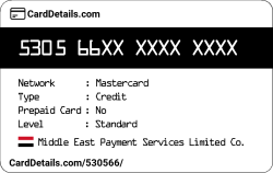 Card Details: 530566