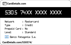 Card Details: 530574