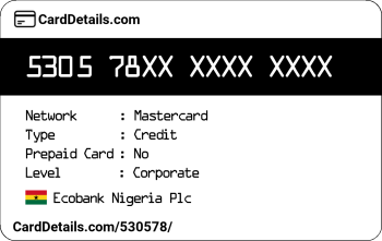 Card Details: 530578