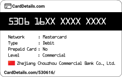 Card Details: 530616