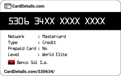 Card Details: 530634