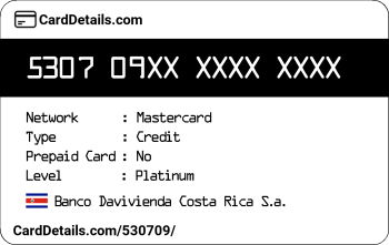 Card Details: 530709