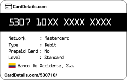 Card Details: 530710