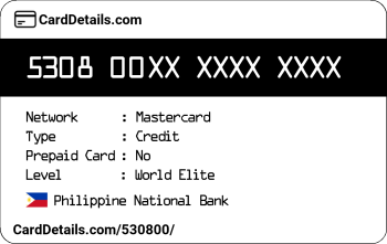 Card Details: 530800