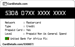 Card Details: 530807
