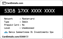 Card Details: 530817