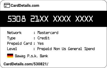 Card Details: 530821