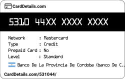 Card Details: 531044