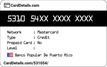 Card Details: 531054