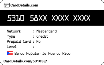 Card Details: 531058