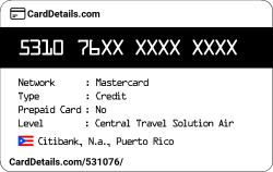 Card Details: 531076