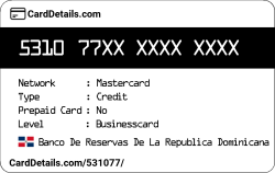 Card Details: 531077