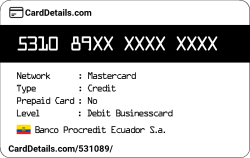 Card Details: 531089