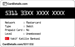 Card Details: 531133