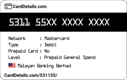 Card Details: 531155