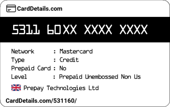 Card Details: 531160