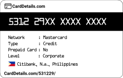 Card Details: 531229