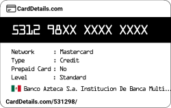 Card Details: 531298